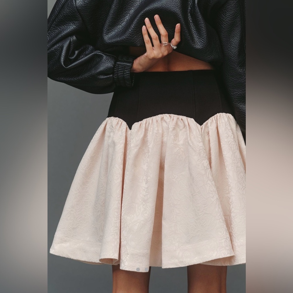Maeve basque waist knit Jacquard mini skirt